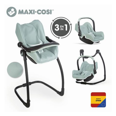 Smoby Maxi Cosi 3v1 Autosedačka a židlička zelenošedá pro panenky