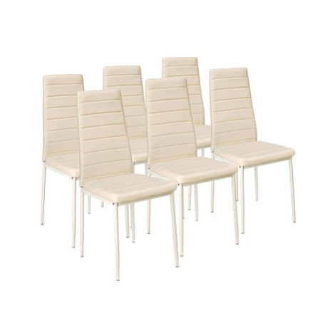 6× Jídelní židle, syntetická kůže, béžová tectake