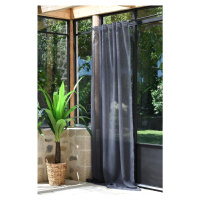 Dekorační záclona s poutky režného vzhledu DERBY tmavě šedá 140x260 cm (cena za 1 kus) France