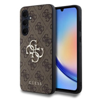 Guess PU 4G Metal Logo Zadní Kryt pro Samsung Galaxy A35 5G Brown