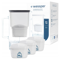 Skleněná filtrační konvice Wessper aquamax 3l 4x Filtr Wessper aquamax