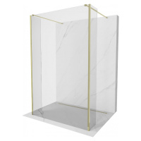 MEXEN/S Kioto Sprchová zástěna WALK-IN volněstojící 95 x 30 x 30 cm, transparent, zlatá 800-095-