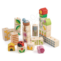 Dřevěné kostky na zahradě Garden Blocks Tender Leaf Toys s malovanými obrázky 24 dílů od 18 měsí