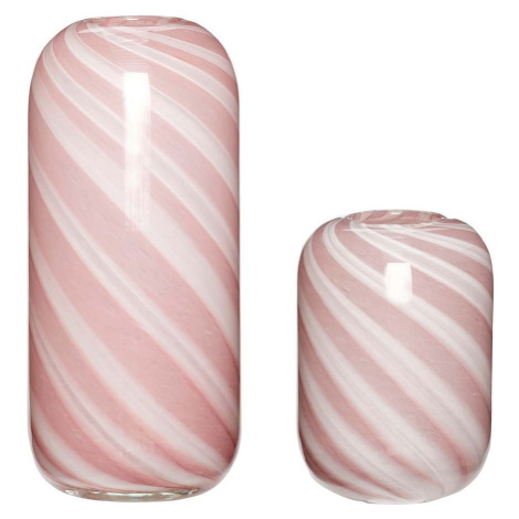 Sada 2 růžovo-bílých skleněných váz Hübsch Candy