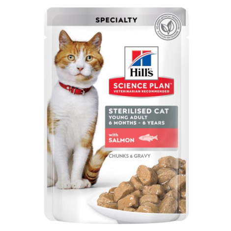 Hill's Science Plan Young Adult Sterilised krmivo pro kočky s lososem - kapsičky 12 x 85 g.