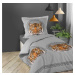 Bavlněné povlečení na postel šedé barvy s tygrem JACANA 140 x 200 cm