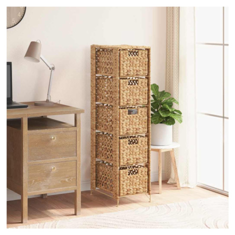 vidaXL Komoda s 5 košíky, 25,5 x 37 x 100 cm, vodní hyacint