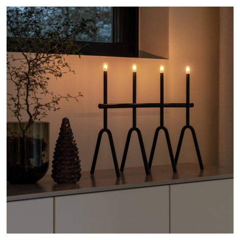 Konstsmide Christmas LED svíčkový lustr černá 4 zdroje výška 39 cm Konstmide