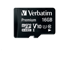 VERBATIM MicroSDHC karta 16GB Premium, U1 + SD adaptér