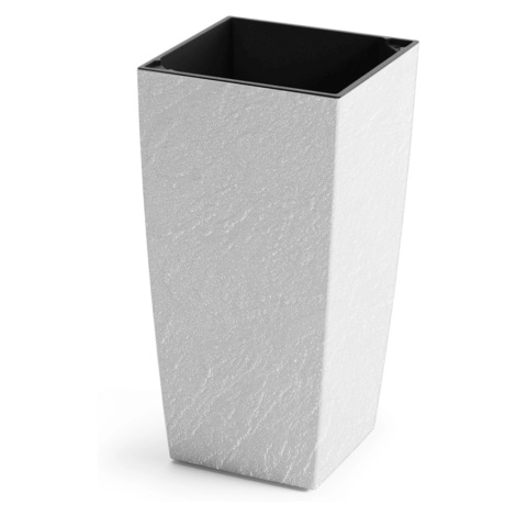 Plastkon Květináč Eliot Stone bílý 23,9 x 23,9 x 45,9 cm