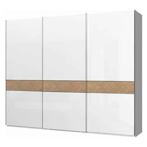 Třídveřová šatní skříň s posuvnými dveřmi salinger-ořech pacifik/bílá