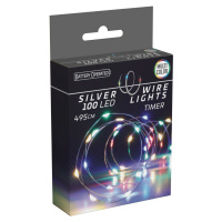 Světelný drát s časovačem Silver lights 100 LED, barevná, 495 cm