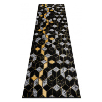 Běhoun Gloss 400B 86 3D geometric black/gold 80x200 cm