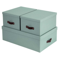 Kartonové úložné boxy s víkem v mentolové barvě v sadě 3 ks 31x47x15 cm Inge – Bigso Box of Swed