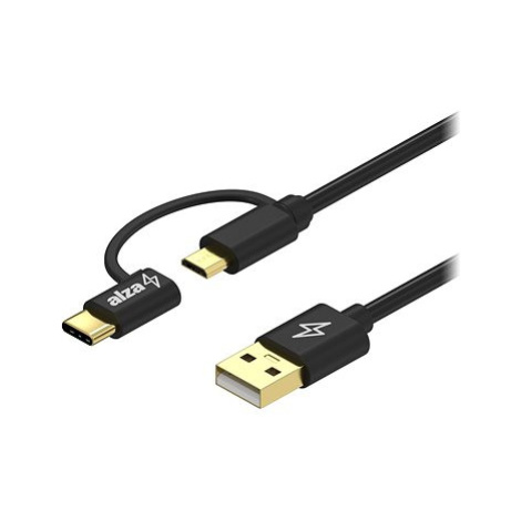 AlzaPower Core 2in1 USB-A to Micro USB/USB-C 0.5m černý