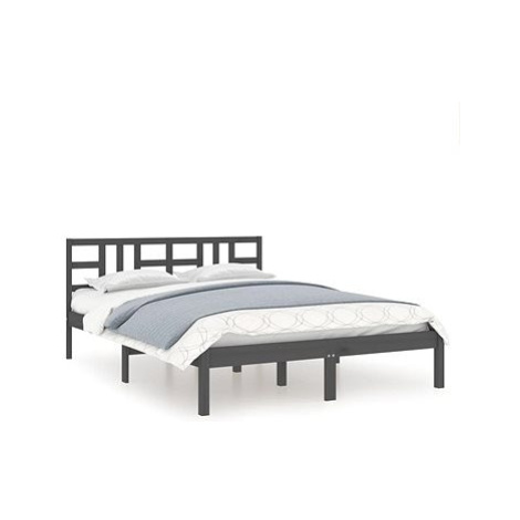 Rám postele šedý masivní dřevo 180 × 200 cm Super King, 3105422 SHUMEE