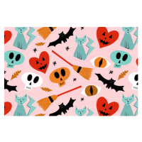 Ilustrace Halloween ghosts, skulls, cats and bats, Volanthevist, 40x26.7 cm