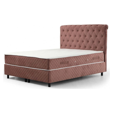 Růžová boxspring postel s úložným prostorem 140x200 cm Sonata – Kalune Design