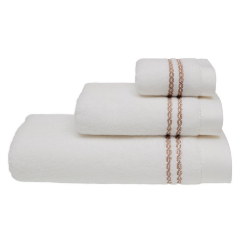 Soft Cotton Ručník CHAINE 50x100 cm Bílá / růžová výšivka