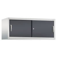 C+P Nástavná skříň ACURADO s posuvnými dveřmi, v x š x h 500 x 1200 x 500 mm, světlá šedá / čern