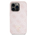 Guess PU 4G Strass Triangle Metal Logo Zadní Kryt pro iPhone 15 Pro Pink