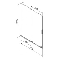 MEXEN/S Velar L dvoukřídlá posuvná vanová zástěna 70 x 150 cm, transparent, měď kartáčovaná 896-