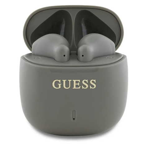 Bezdrátová sluchátka do uší Guess Printed Classic Logo šedá barva