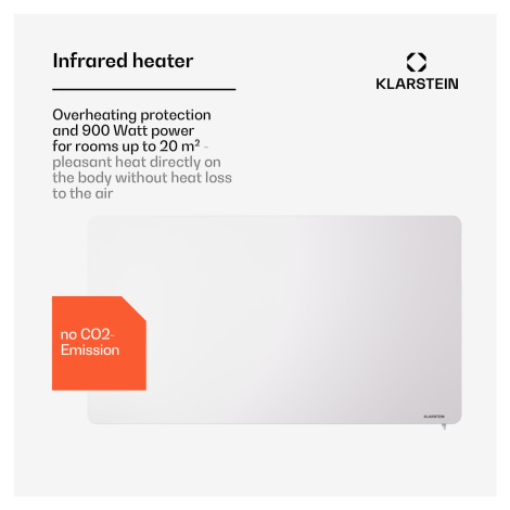 Klarstein Wonderbeam 900, infračervený ohřívač, 108 x 60 cm, 900 W, týdenní časovač, dálkové ovl