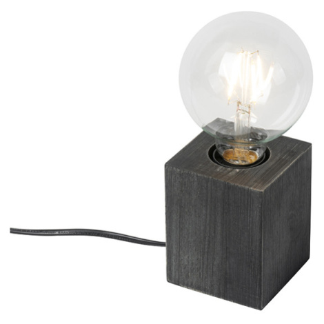 Venkovská stolní lampa černé dřevo - Bloc QAZQA