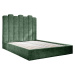 Zelená čalouněná dvoulůžková postel s úložným prostorem s roštem 140x200 cm Dreamy Aurora – Miuf
