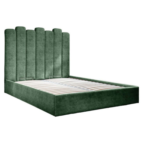 Zelená čalouněná dvoulůžková postel s úložným prostorem s roštem 140x200 cm Dreamy Aurora – Miuf Miuform