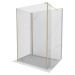 MEXEN/S Kioto Sprchová zástěna WALK-IN 130 x 90 x 30 cm, transparent, zlatá 800-130-090-221-50-0