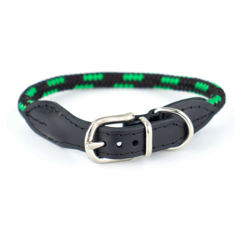 Vsepropejska Rope obojek pro psa z lana | 32 - 39 cm Barva: Černo-zelená, Obvod krku: 32 - 35 cm