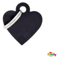 My Family MF SMALL HEART ALUMINUM BLACK 2,8x2,5cm gravírovateľný přívěsek