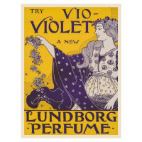 Obrazová reprodukce Try Vio-Violet, A New Lundborg Perfmue (Retro Perfume Ad in Purple & Yellow)