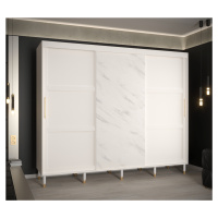 Šatní skříň Abi Calipso Ramiro Marmur Barva korpusu: Bílá, Rozměry: 250 cm, Dveře: Bílá + Bílý M