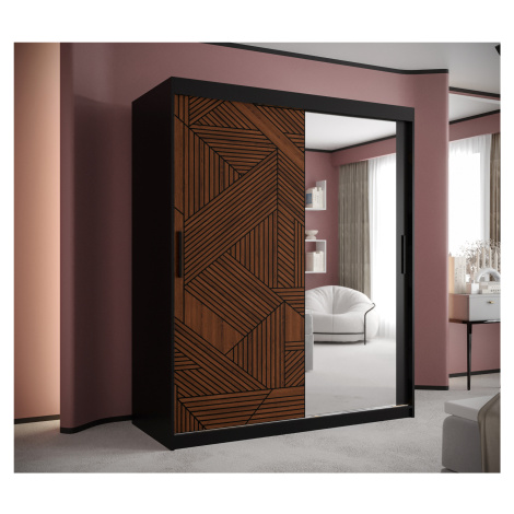 Šatní skříň Abi Marsylia 2 Barva korpusu: Černá, Rozměry: 150 cm, Dveře: Marsylia + zrcadlo