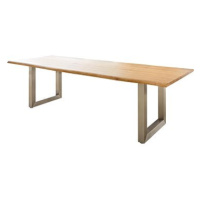 DELIFE Jídelní stůl Edge 260 × 100 cm přírodní dub nerezová ocel široká nepravidelná hrana