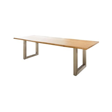 DELIFE Jídelní stůl Edge 260 × 100 cm přírodní dub nerezová ocel široká nepravidelná hrana