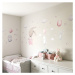 Samolepka na zeď - Akvarelový zajíček a malé zajíčky s balony