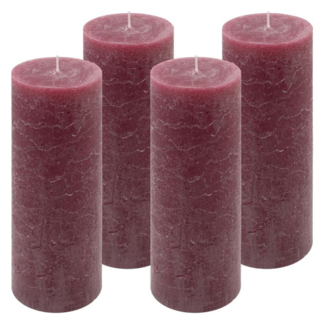 Bordó parafínová svíčka rustikální 20 cm, 90 h, sada 4 ks