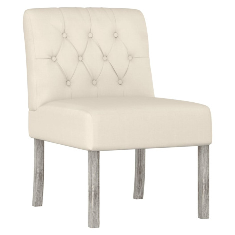 vidaXL Nízké křeslo bez područek len design s knoflíky