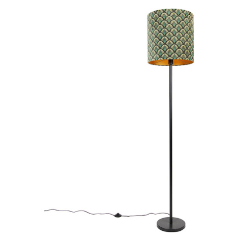 Stojací lampa černý odstín páv design zlato uvnitř 40 cm - Simplo QAZQA
