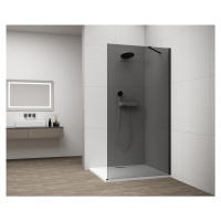 ESCA BLACK MATT jednodílná sprchová zástěna k instalaci ke stěně, kouřové sklo, 1100 mm ES1211-0