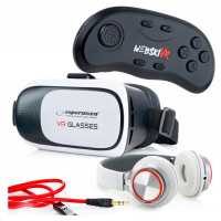 Herní Set Brýle Google Vr 360 Stupňů 3D Dálkové Ovládání Bluetoot Sluchátka