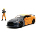 Jada Autíčko Nissan GT-R 2009 kovové s otevíratelnými částmi a figurka Naruto délka 20 cm 1:24