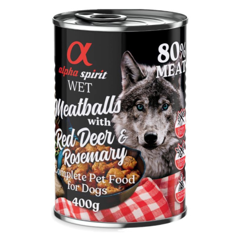 Alpha spirit Dog Meatballs 6 × 400 g - jelení s rozmarýnem
