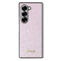 Guess PC/TPU Glitter Flakes Metal Logo Zadní Kryt pro Samsung Galaxy Z Fold6 Pink