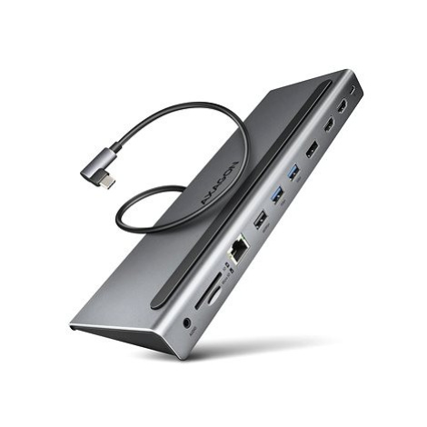 AXAGON HMC-4KX3 Docking Station, USB-C 5Gbps, 3x USB-A, 2x HDMI, DP, RJ-45, SD/mSD, audio, PD 10