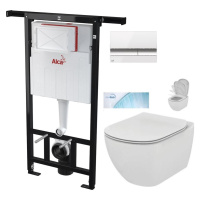 ALCADRAIN Jádromodul předstěnový instalační systém s bílým/ chrom tlačítkem M1720-1 + WC Ideal S